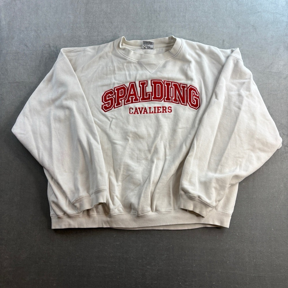 Spalding‎ Cavaliers Crewneck Sweater Beige Embroidered Pullover Men's XL